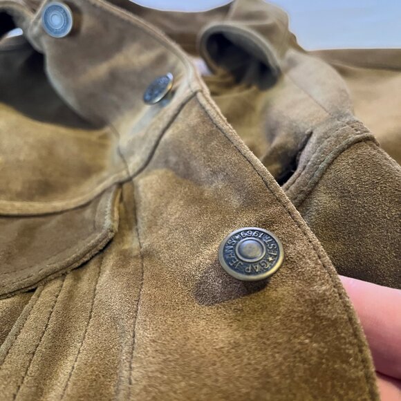 GAP Men's Suede Leather Trucker Jacket - Size Small - Picture 4 of 10